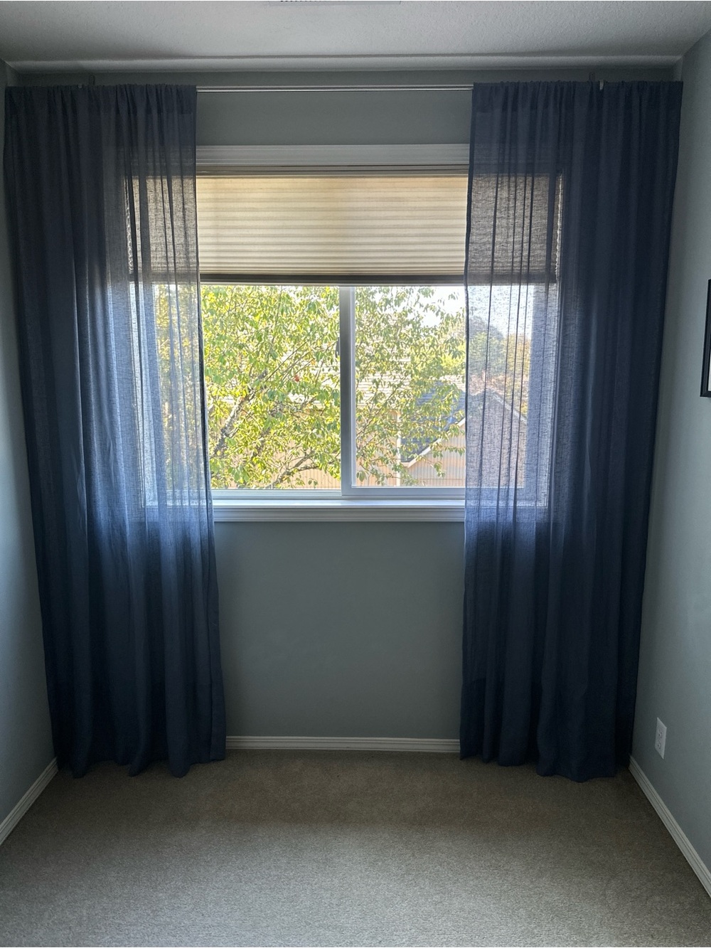 Pottery Barn Sheer Cotton Curtain Panels, Deep Blue, 92” Long